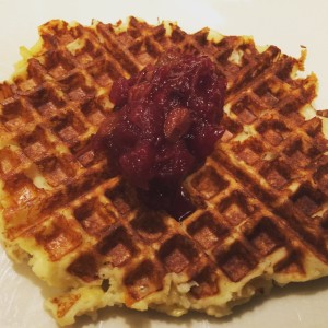Mashed Potato Waffle with Cranberry Sauce